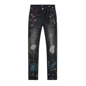AMIRI Black Multicolor Paint-Splatter Jeans